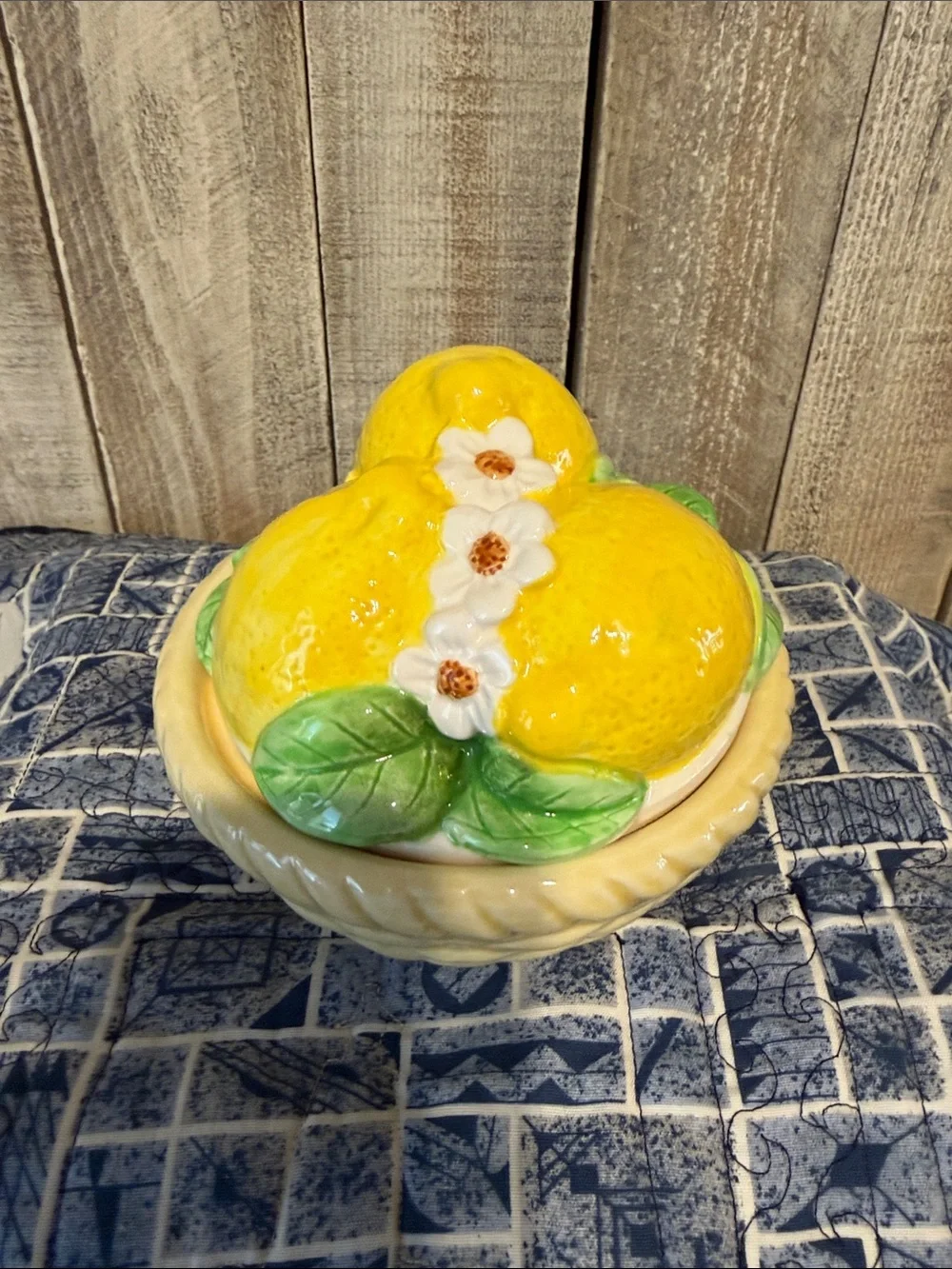 Vintage 60’s A Lorrie Design Majolica Lemons Sugar Bowl
